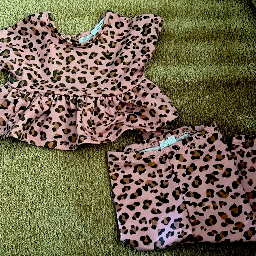 Two piece pink leopard 6 month baby girl outfit
